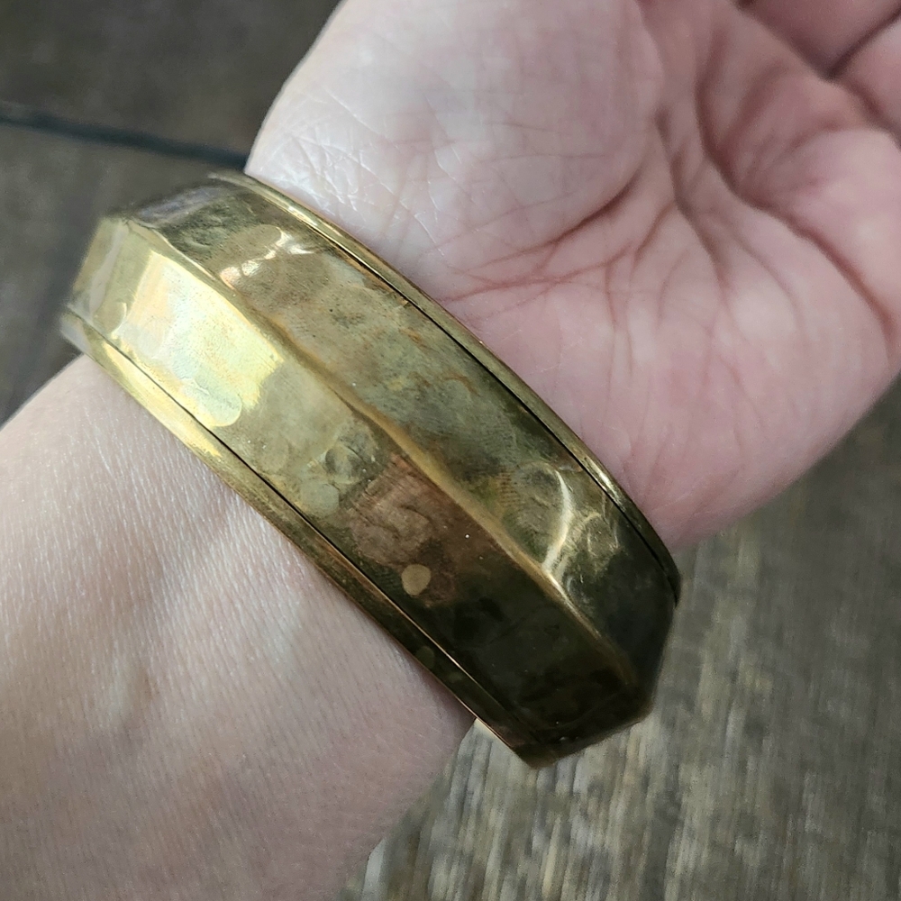 VTG hammered Brass Bangle Bracelet, Hollow brass bangle bracelet, Unisex Bracele